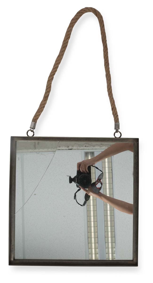 Square Metal Mirror with Rope Handle-Living-Home & Giftware-Default Title---abc
