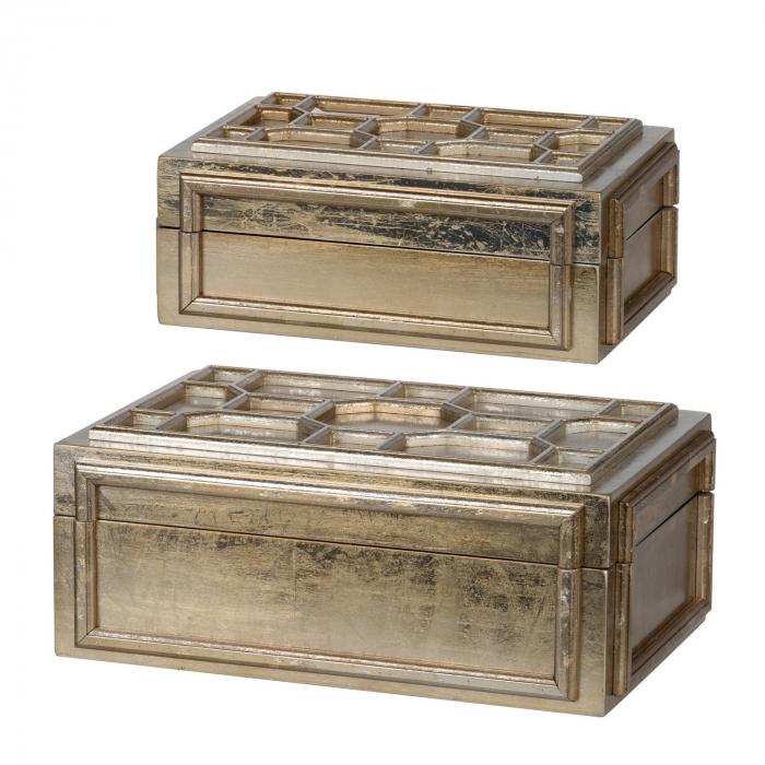 Gilt Storage Caddy Set/2 Ant Silver-abc