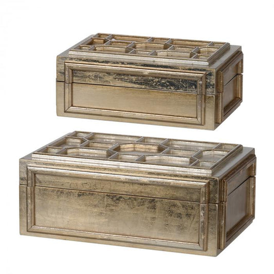 Gilt Storage Caddy Set/2 Ant Silver-abc