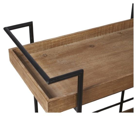 Heritage Wood and Metal Kitchen Trolley Cart - Natural/Matt Black-abc