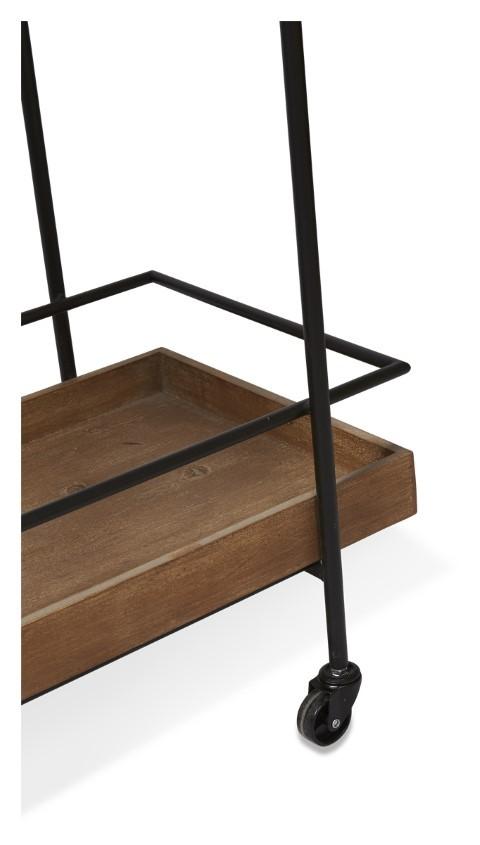 Heritage Wood and Metal Kitchen Trolley Cart - Natural/Matt Black-abc