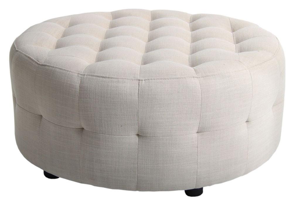 Round Ottoman w/Buttons on Top -Linen-Living-Home & Giftware-Default Title---abc