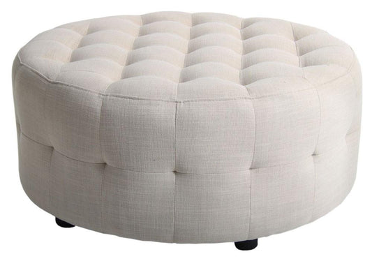 Round Ottoman w/Buttons on Top -Linen-Living-Home & Giftware-Default Title---abc