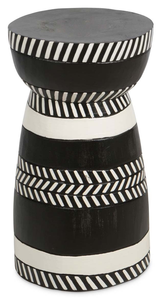 Tali Black and White Wooden Stool-Living-Home & Giftware-Default Title---abc