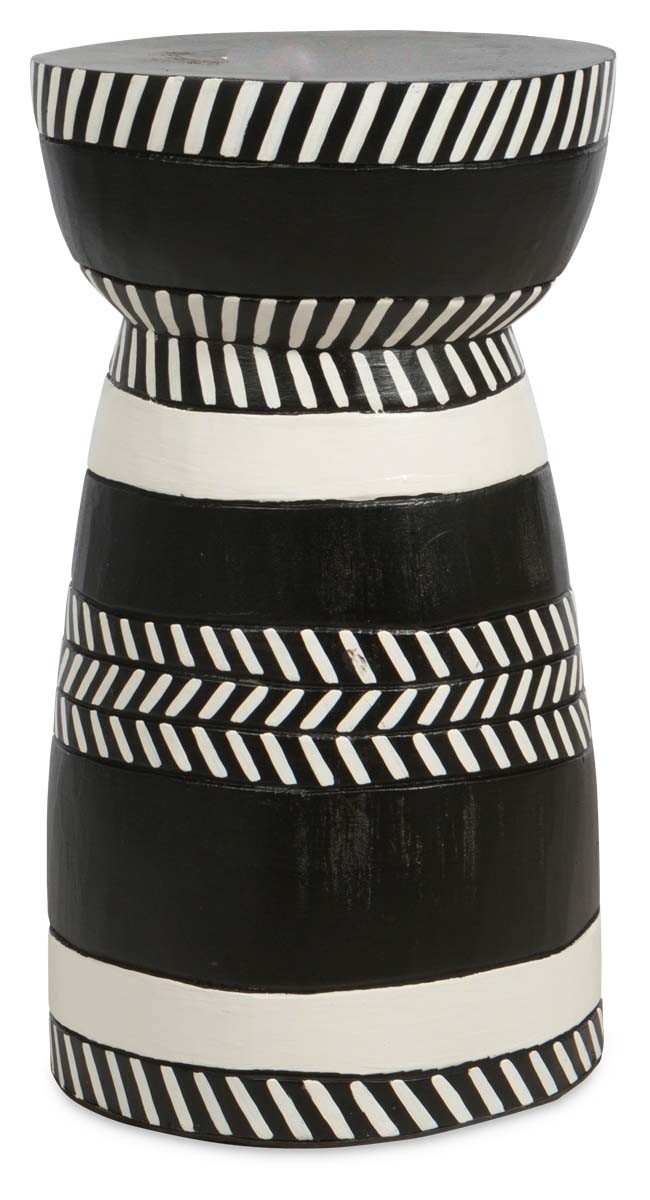 Tali Black and White Wooden Stool-Living-Home & Giftware-Default Title---abc