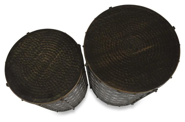 Set of 2 Jaipur Cutwork Side Table - Gold Antique-Living-Home & Giftware-Default Title---abc