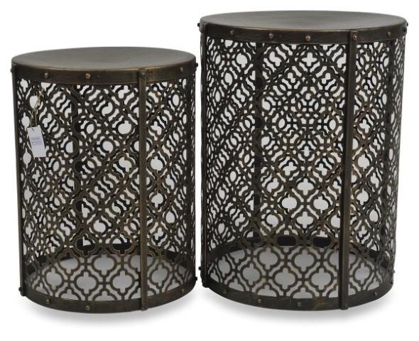 Set of 2 Jaipur Cutwork Side Table - Gold Antique-Living-Home & Giftware-Default Title---abc