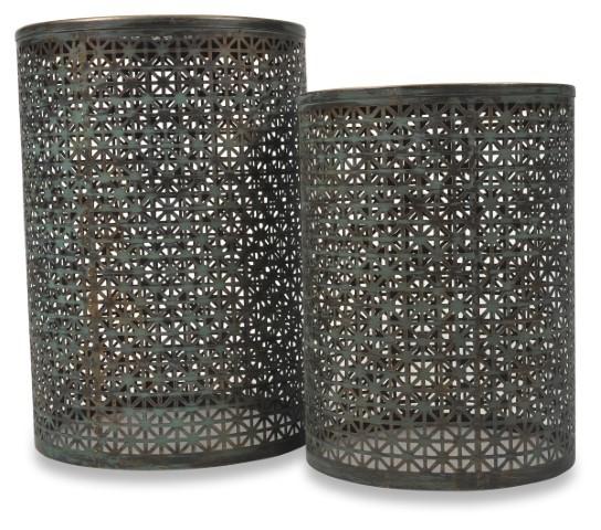 Set of 2 Kierala Cutwork Side Table - Copper/Green-Living-Home & Giftware-Default Title---abc