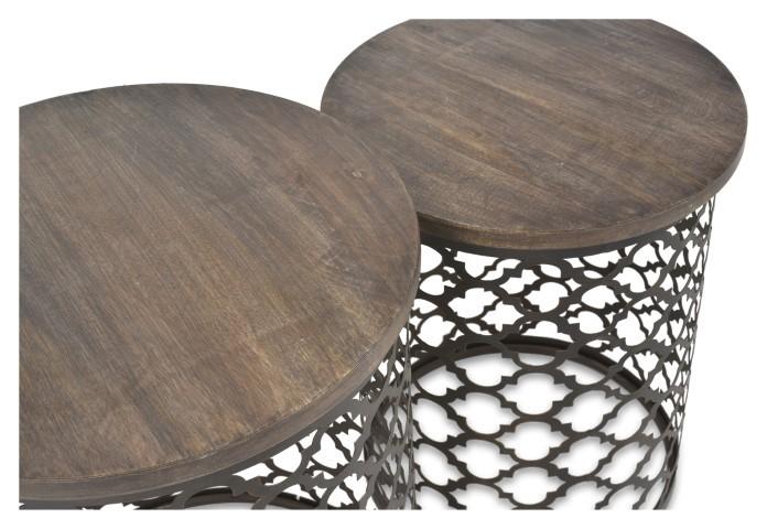 Set of 2 Taj Iron Cutwork Side Table - Bronze/Charcoal-Living-Home & Giftware-Default Title---abc