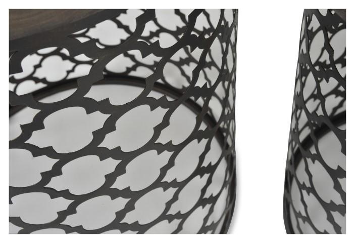 Set of 2 Taj Iron Cutwork Side Table - Bronze/Charcoal-Living-Home & Giftware-Default Title---abc