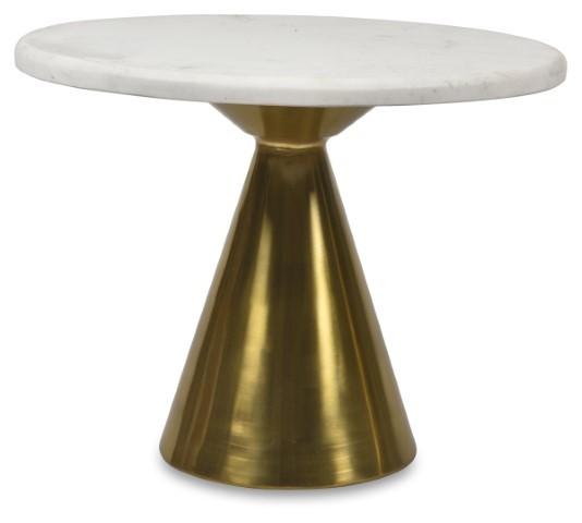 Pedastal Marble Iron Side Table - Antique Brass-Living-Home & Giftware-Default Title---abc