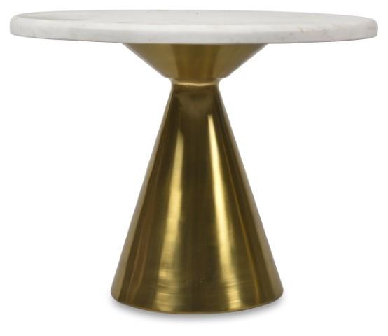 Pedastal Marble Iron Side Table - Antique Brass-Living-Home & Giftware-Default Title---abc