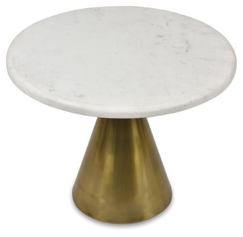 Pedastal Marble Iron Side Table - Antique Brass-Living-Home & Giftware-Default Title---abc