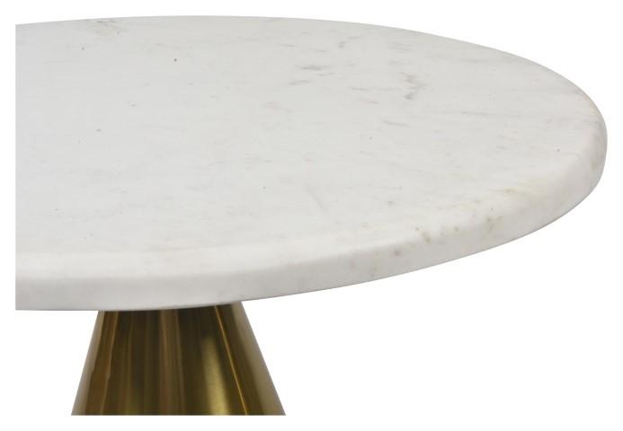 Pedastal Marble Iron Side Table - Antique Brass-Living-Home & Giftware-Default Title---abc