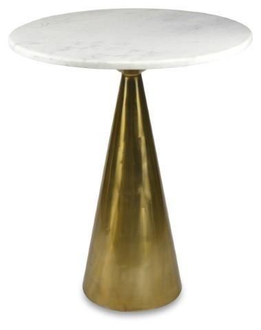 Pedastal Marble Iron Bar Table - Antique Brass-abc