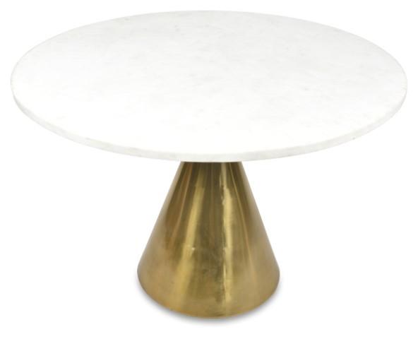 Pedastal Marble Iron Dining Table - Antique Brass-Dining-Home & Giftware-Default Title---abc