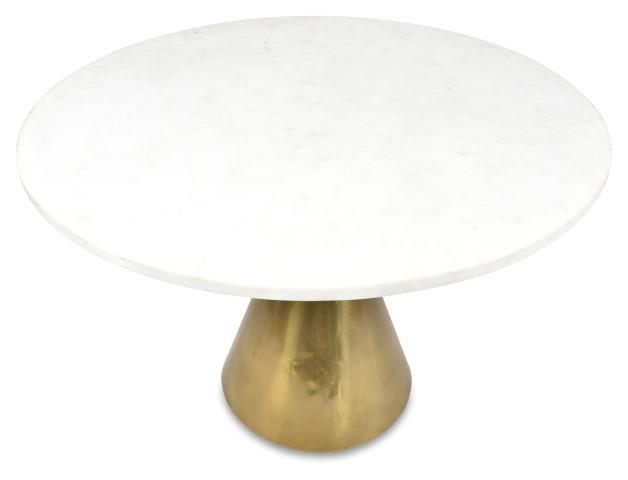 Pedastal Marble Iron Dining Table - Antique Brass-Dining-Home & Giftware-Default Title---abc