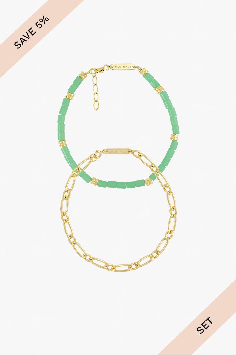 Green ocean set gold plated-abc