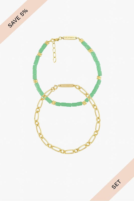 Green ocean set gold plated-abc