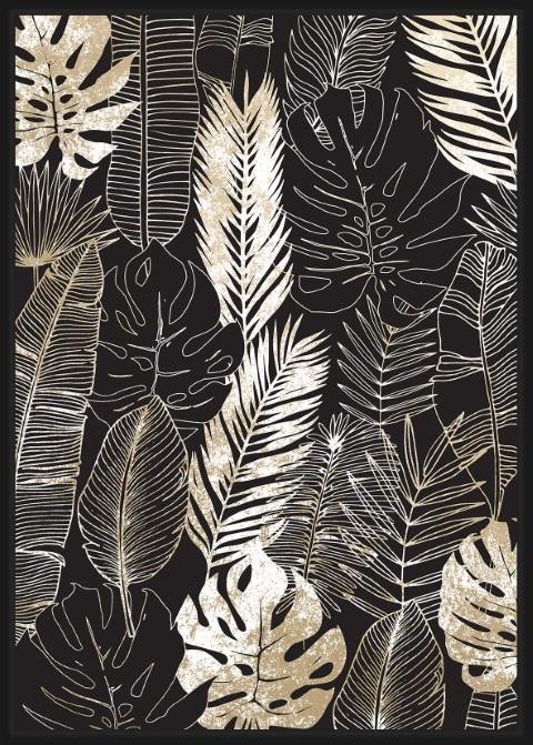 Layered Foil Leaves Framed Canvas Wall Art - Multicolour-abc