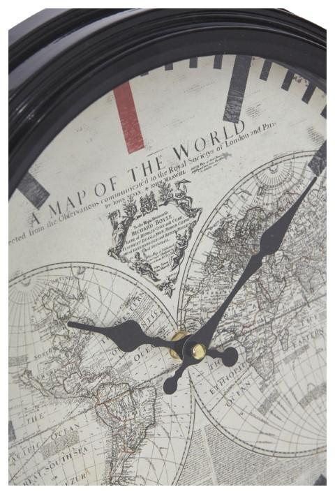 Map of the World Metal Clock - Black Multi-abc