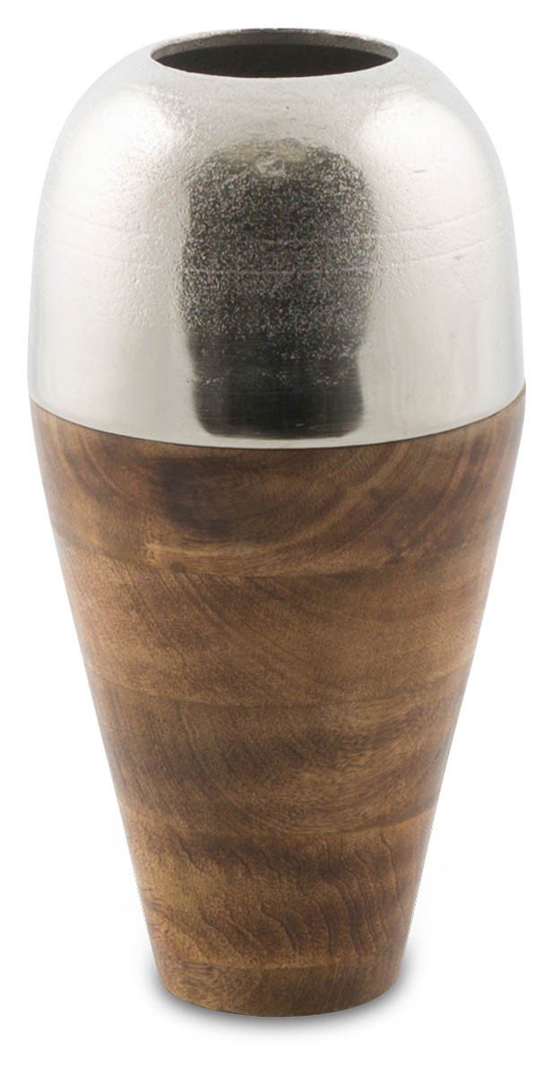 Pinda Wood and Aluminium Flower Vase Small-Accessories-Home & Giftware-Default Title---abc