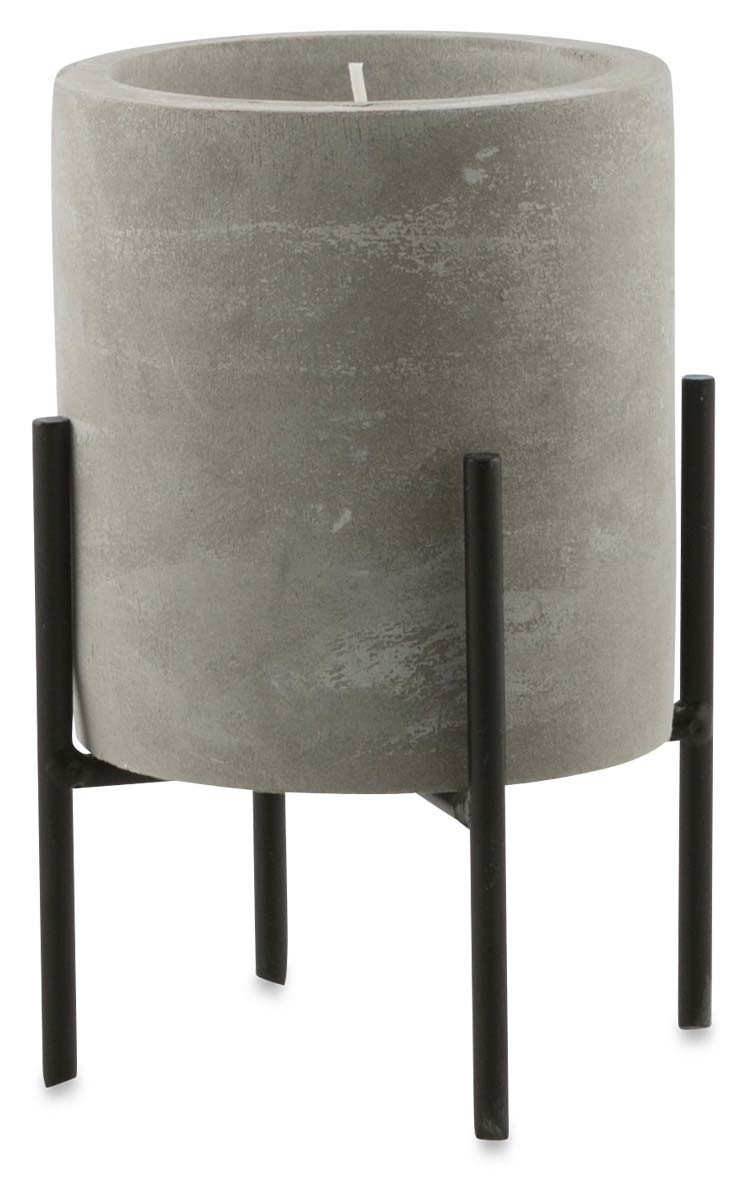 Nanjin Small Cement Candle Pot with Wax On Metal Stand-abc