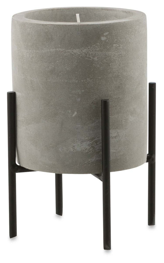 Nanjin Small Cement Candle Pot with Wax On Metal Stand-abc
