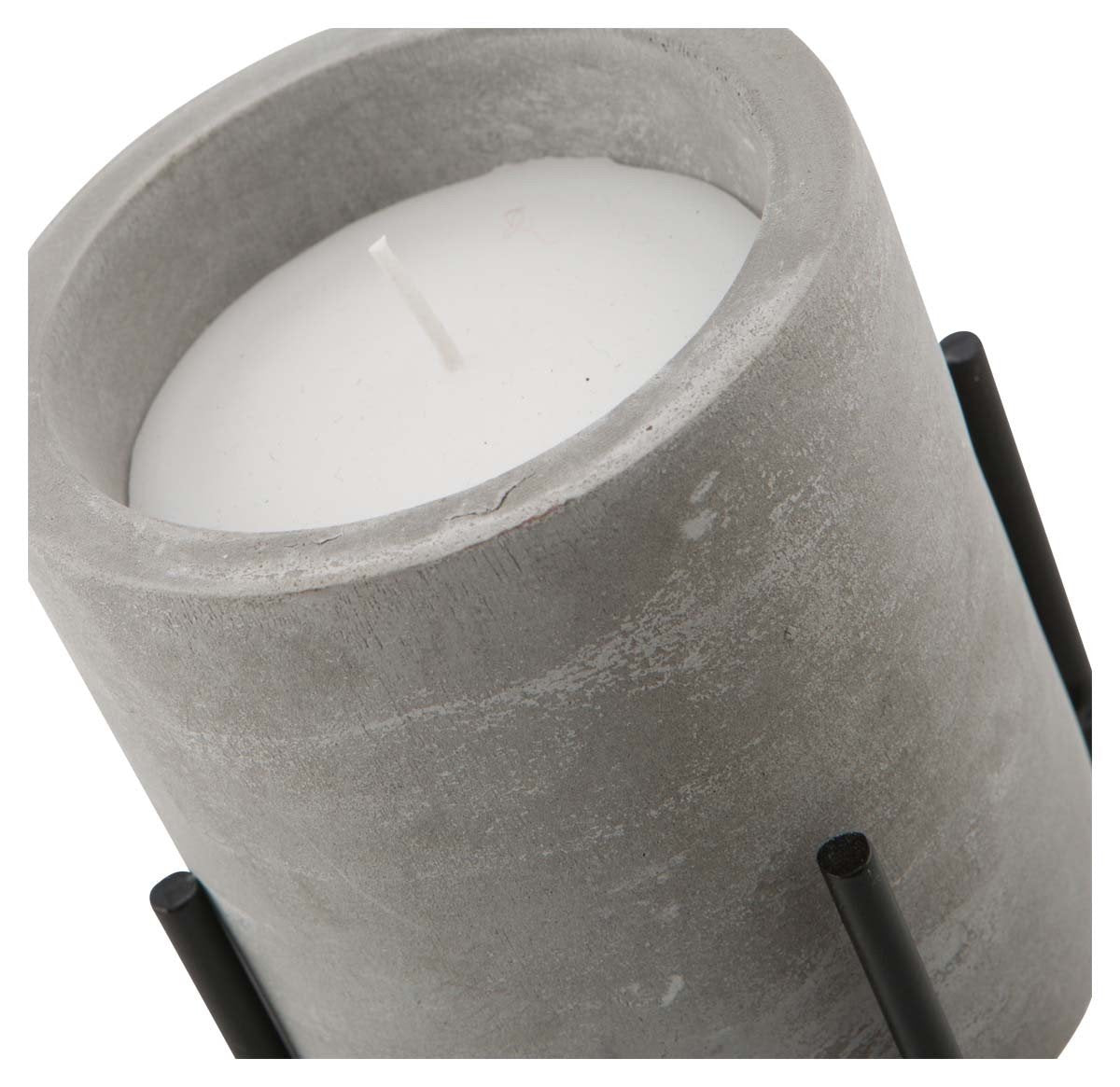 Nanjin Small Cement Candle Pot with Wax On Metal Stand-abc