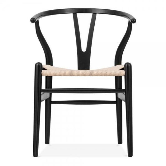 Wishbone Chair Black / Natural Seat-Dining-MRD Home-Default Title---abc