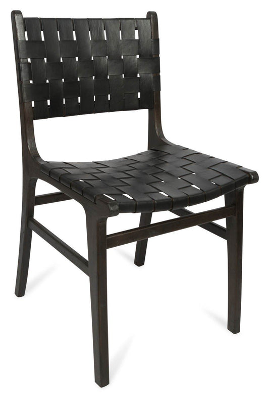 Numadu Leather Weave Dining Chair with Wooden Legs-abc
