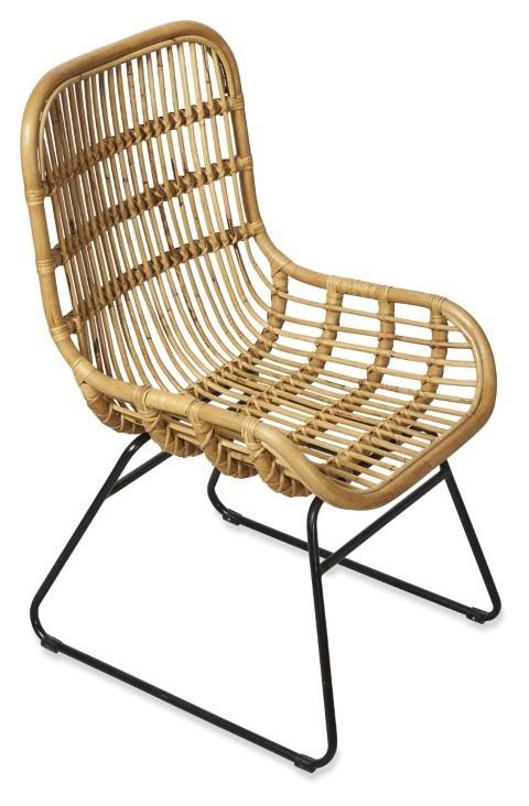 Mudoro Rattan Armchair with Metal Legs - Natural/Black-abc