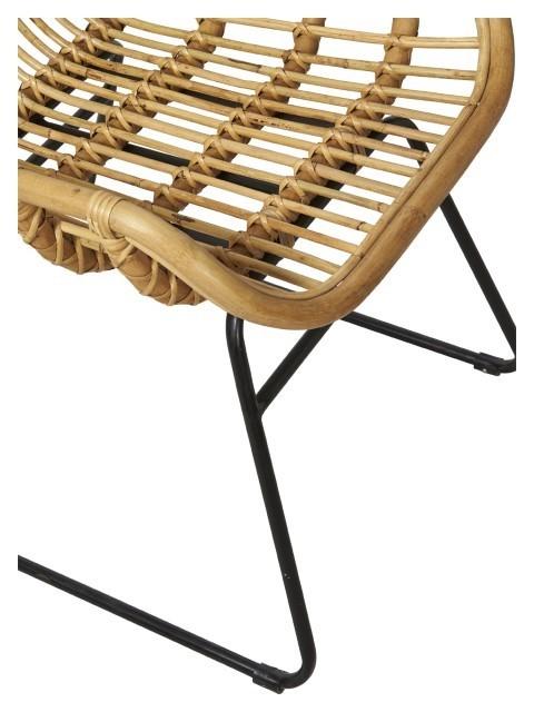 Mudoro Rattan Armchair with Metal Legs - Natural/Black-abc