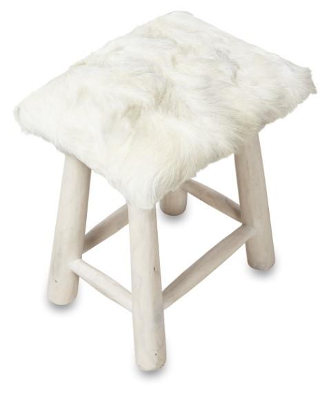 Malawi Rectangular Goathide Stool-abc