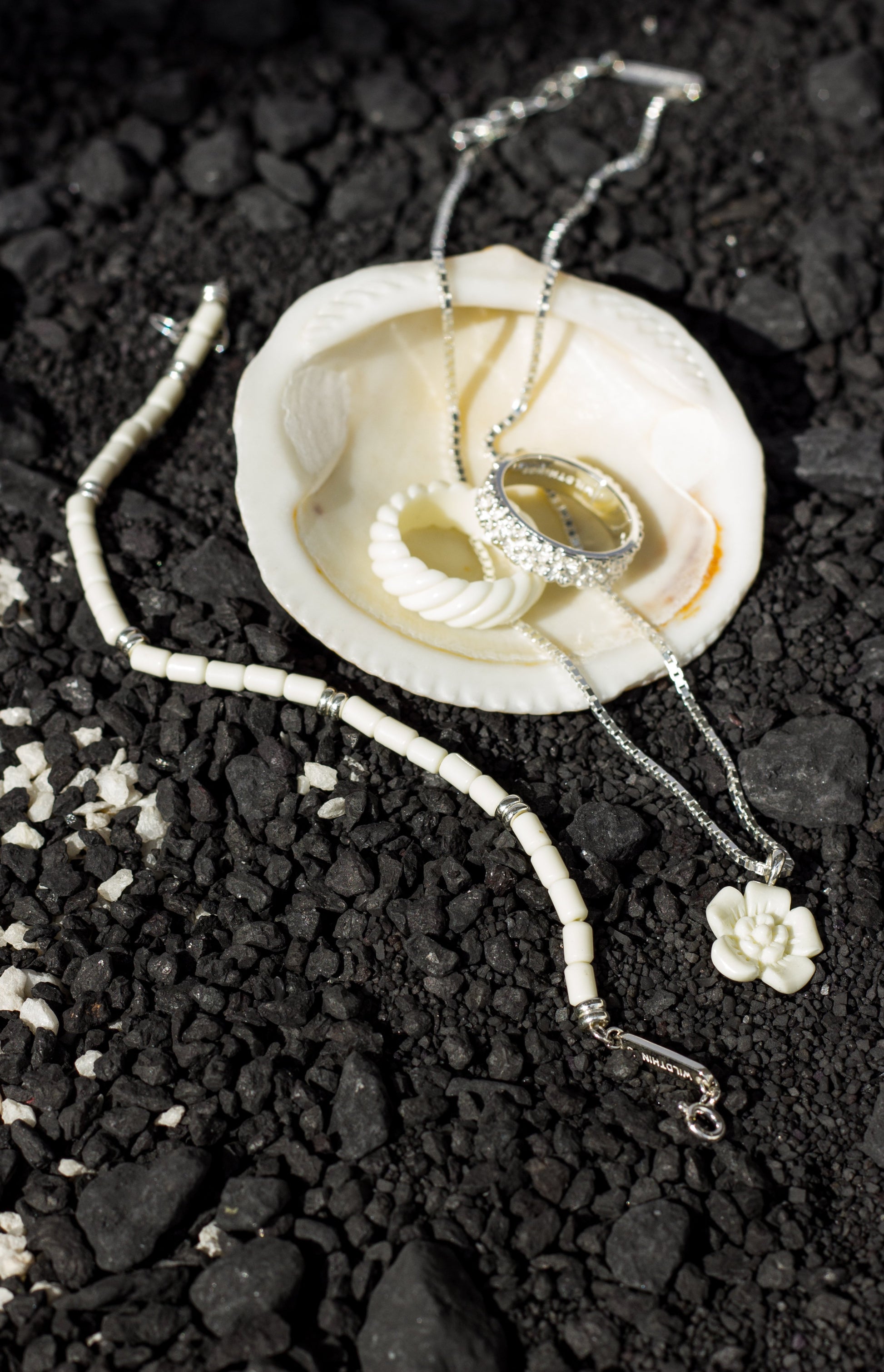 Ivory color bracelet silver-abc