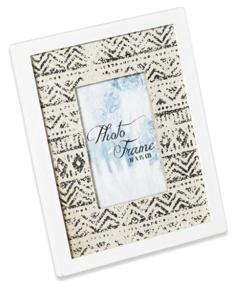 Ikat Wooden Picture Frame - Black/White-abc