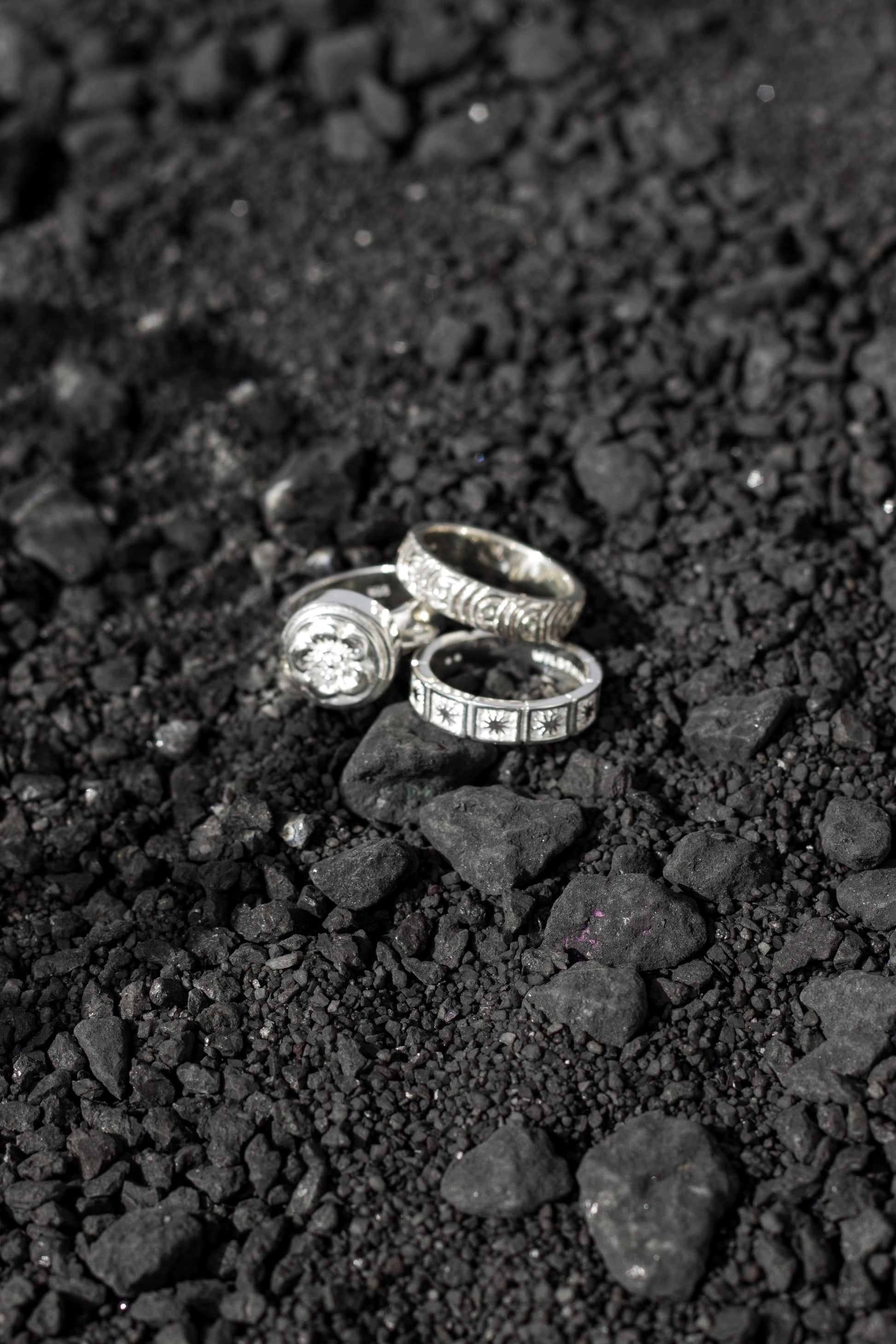 Flower pinky ring silver-abc