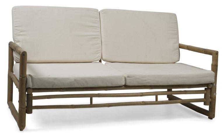Ibiza Bamboo Sofa with Cushion - Natural/White-abc