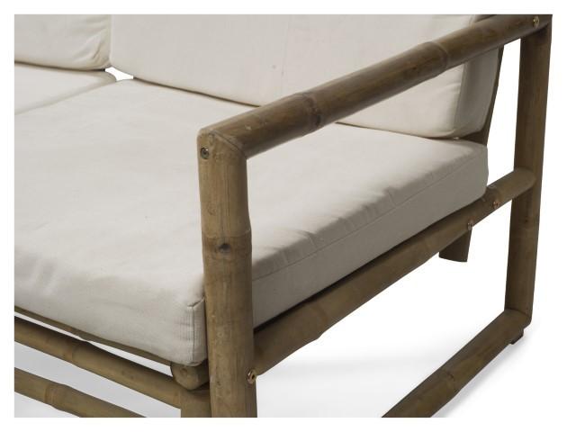 Ibiza Bamboo Sofa with Cushion - Natural/White-abc