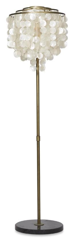 Capiz Shell Tierred Floor Lamp - Gold/Cream-abc
