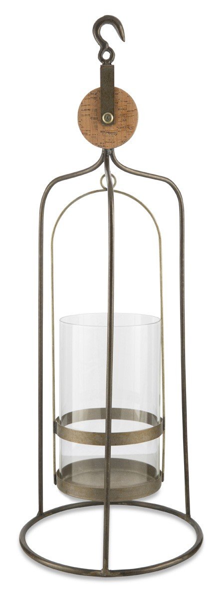 Wood Iron Glass Pulley Candle Holder Large-Accessories-Home & Giftware-Default Title---abc