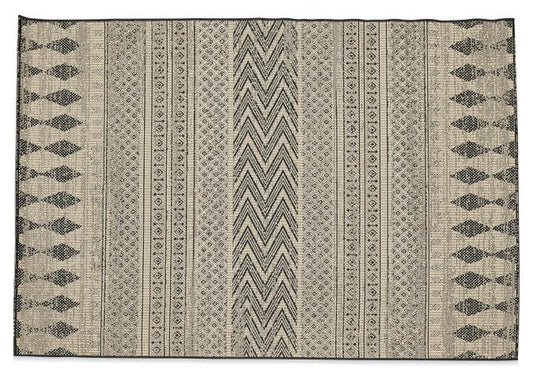 Layla Multi Print Jute/Polypropylene Rug - Black/Jute-abc