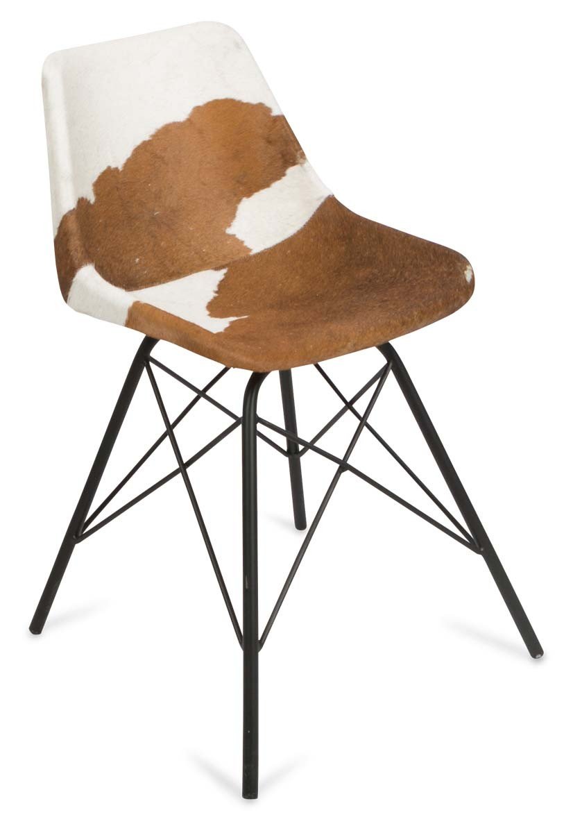 Hayden Cowhide Dining Chair with Iron Legs-abc