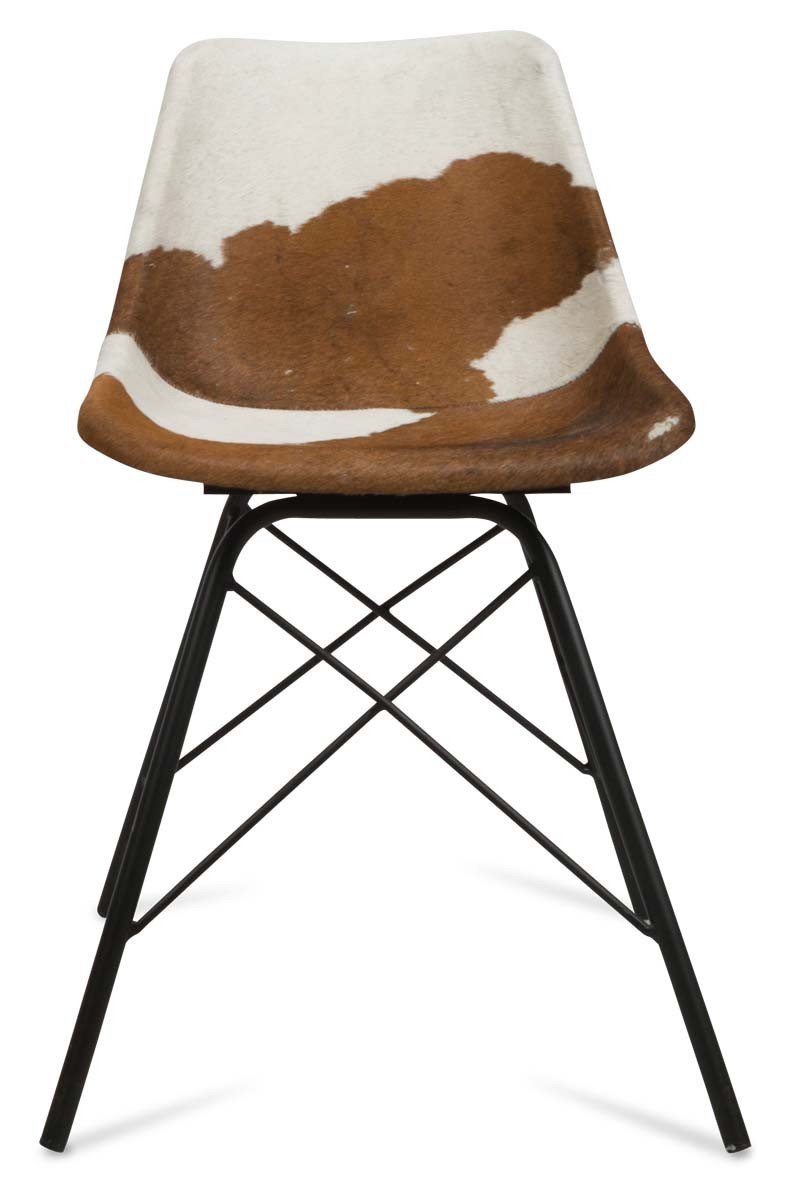 Hayden Cowhide Dining Chair with Iron Legs-abc