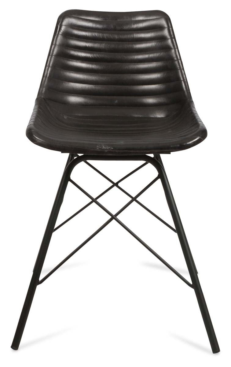 Capri Leather Dining Chair with Iron Legs-abc