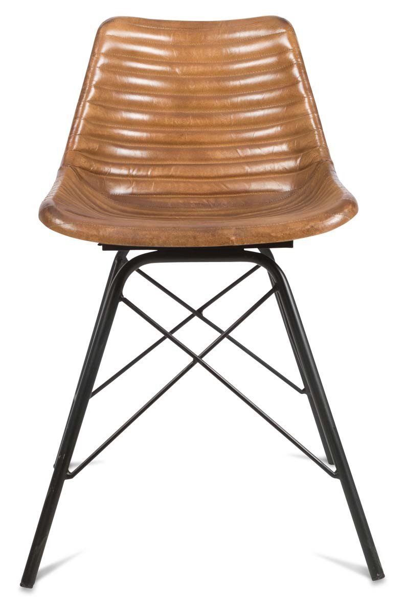 Capri Leather Dining Chair with Iron Legs-abc