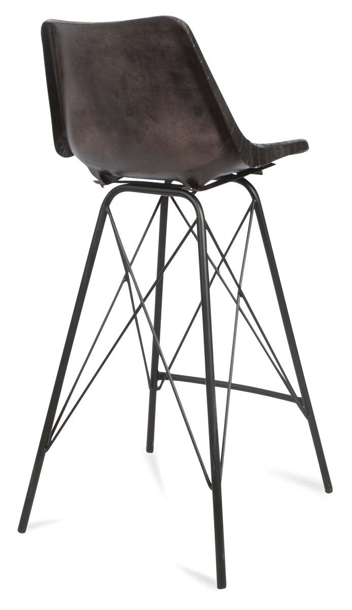 Capri Leather Bar Stoolwith Iron Legs-abc