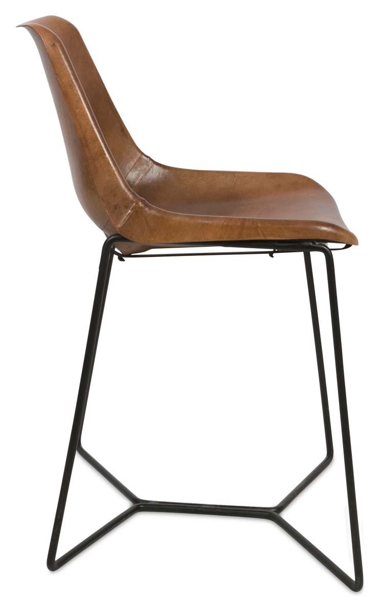 Elm Leather Dining Chair on Iron Frame-abc