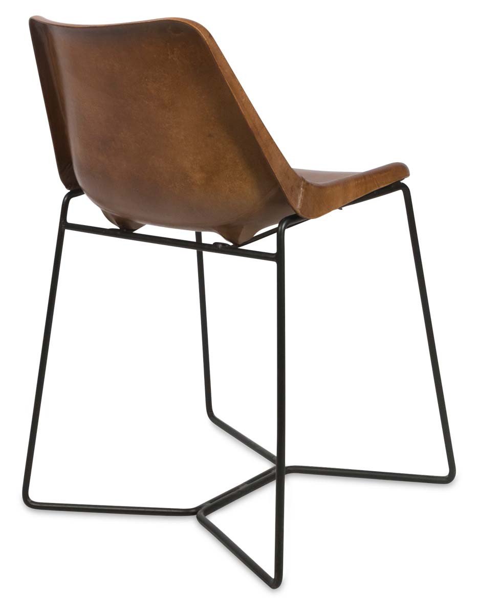 Elm Leather Dining Chair on Iron Frame-abc