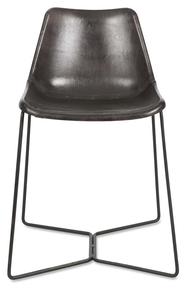 Elm Leather Dining Chair on Iron Frame-abc